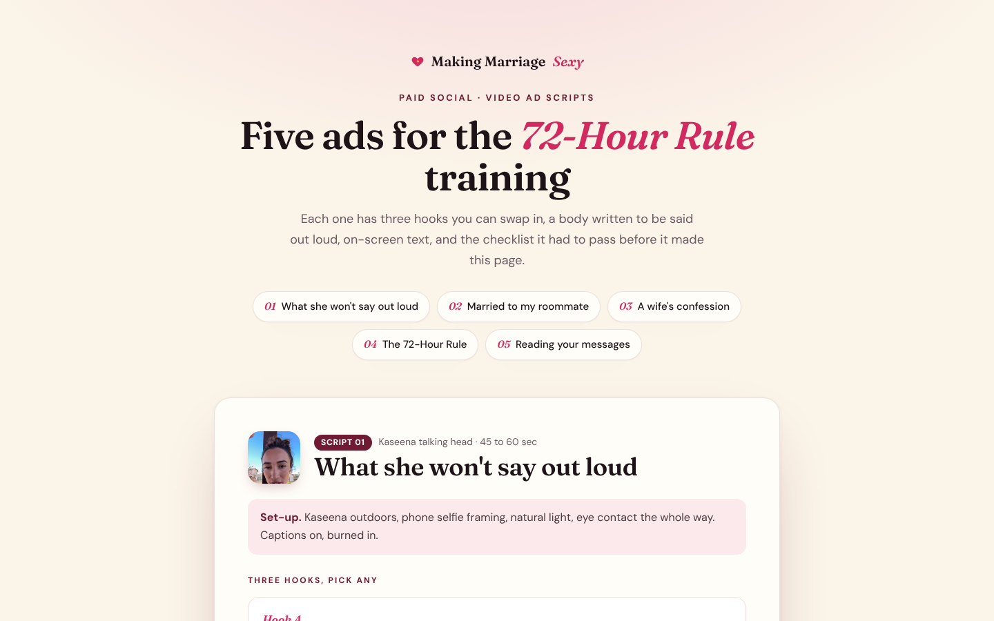 Video ad scripts preview